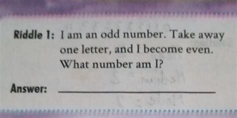 i am an odd number take away a letter and i become even|I am an odd number. Take away a letter and I become even..